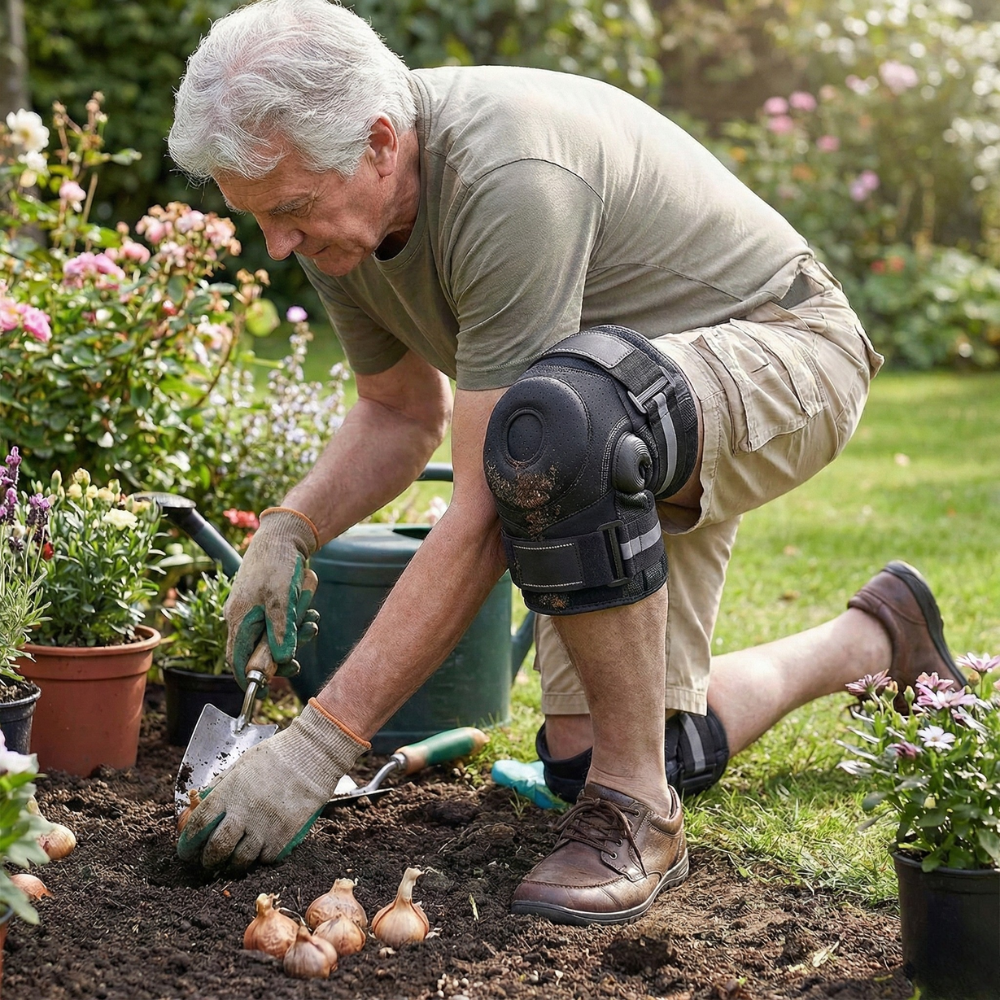 Genouillère arthrose pendant le jardinage