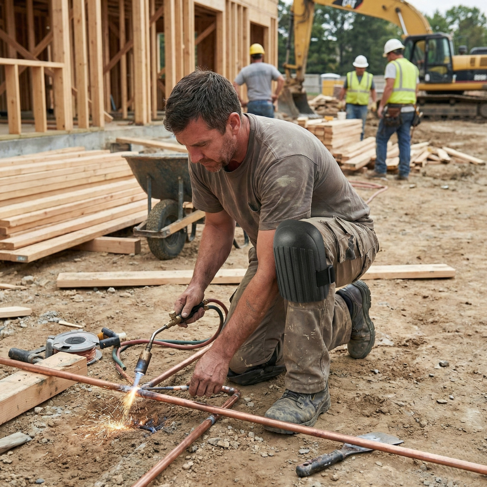 Genouillère de travail durant le travail à genoux