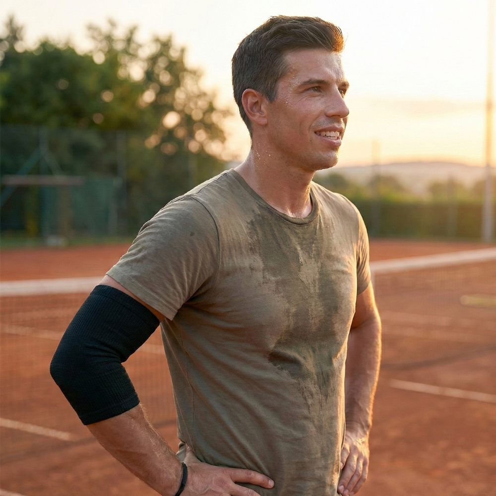 Manchon de compression coude pendant l'effort physique