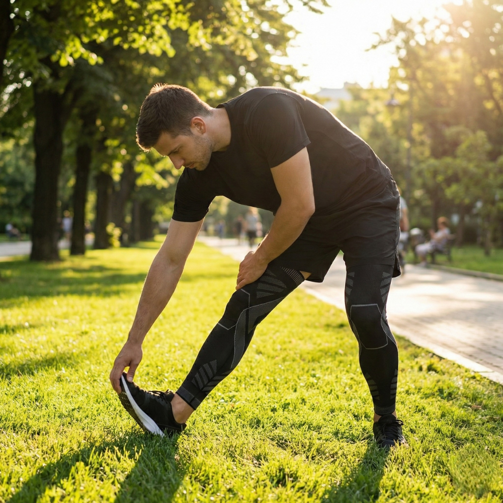 Manchon de compression genou après l'effort