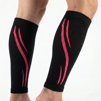 Manchon de compression mollet noir et rouge
