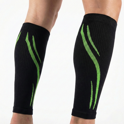 Manchon de compression mollet noir et vert