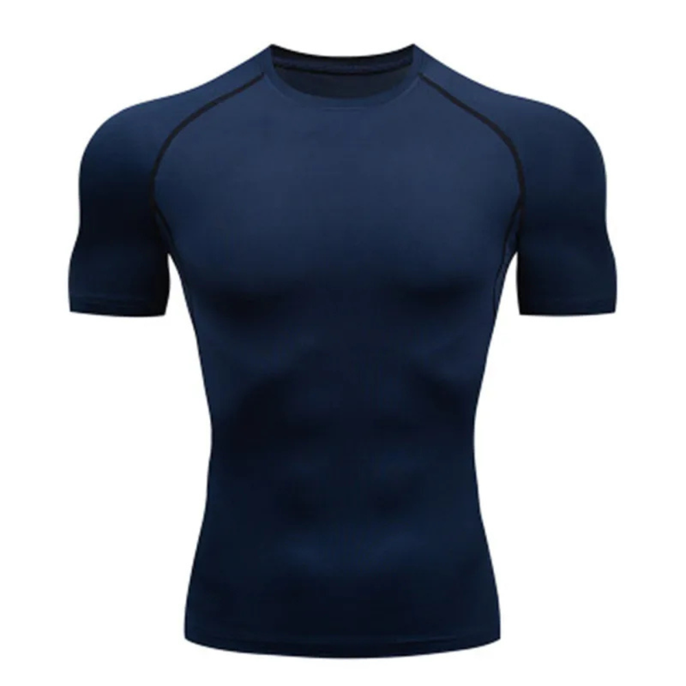 T-shirt compression bleu