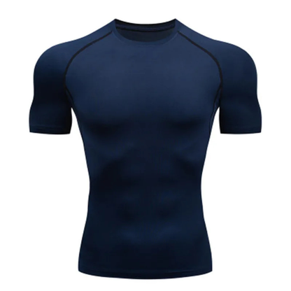 T-shirt compression bleu