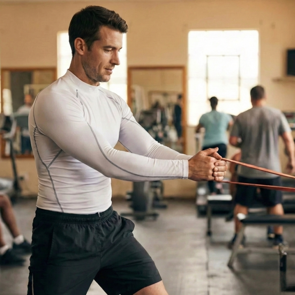 T-shirt compression à manches longues salle de sport