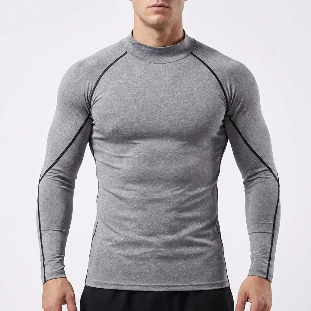 T-shirt compression à manches longues gris