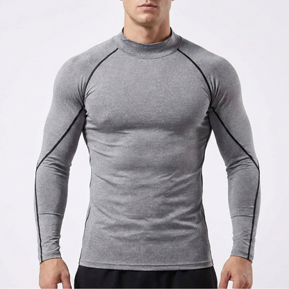 T-shirt compression à manches longues gris